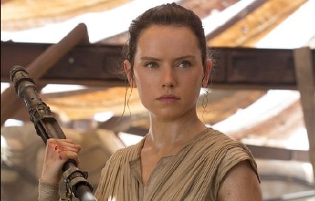 Daisy Ridley as Rey in Star Wars franchise.